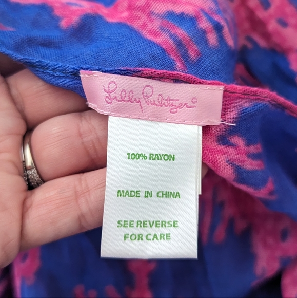 Lilly Pulitzer Zebra Blue Pink Infinity Scarf - Picture 5 of 6